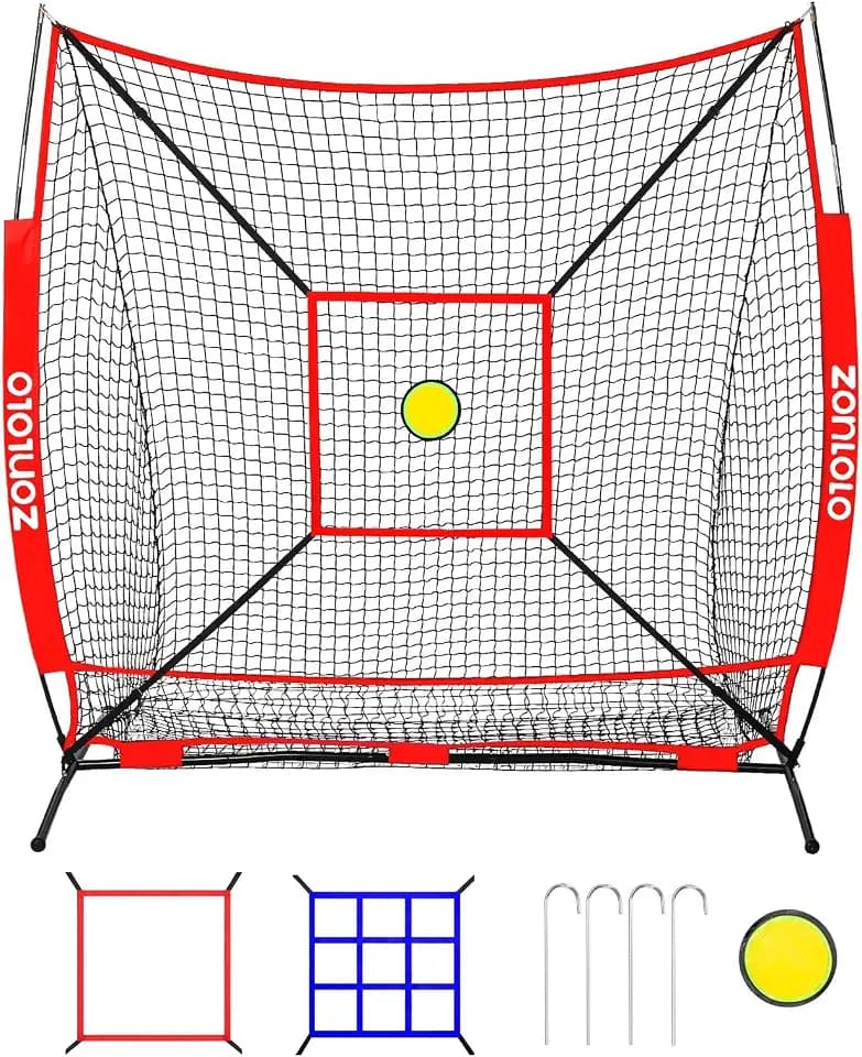 Zonlolo 6 x 6 FT Baseball Net with 3 Diffferent Targets, Portable Practice Net for Batting，Hitting，Pitching and Throwing,Compact Package with Small Carrying Bag，Great for Kids