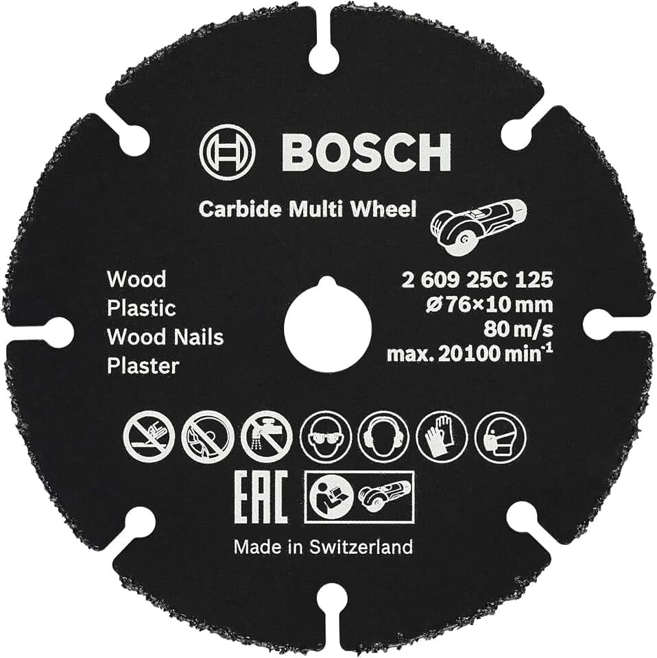 Bosch 1x Trennscheibe Carbide Multi Wheel (für Holz, Kunststoff, Trockenbauwände, Kupferrohr, Ø 76 mm, Bohrung Ø 10 mm, Professional Zubehör Winkelschleifer)