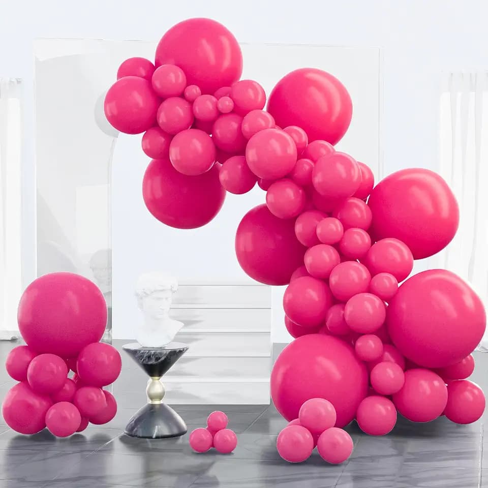 PartyWoo Hot Pink Balloons 100pcs Magenta Fuchsia Color Different Sizes