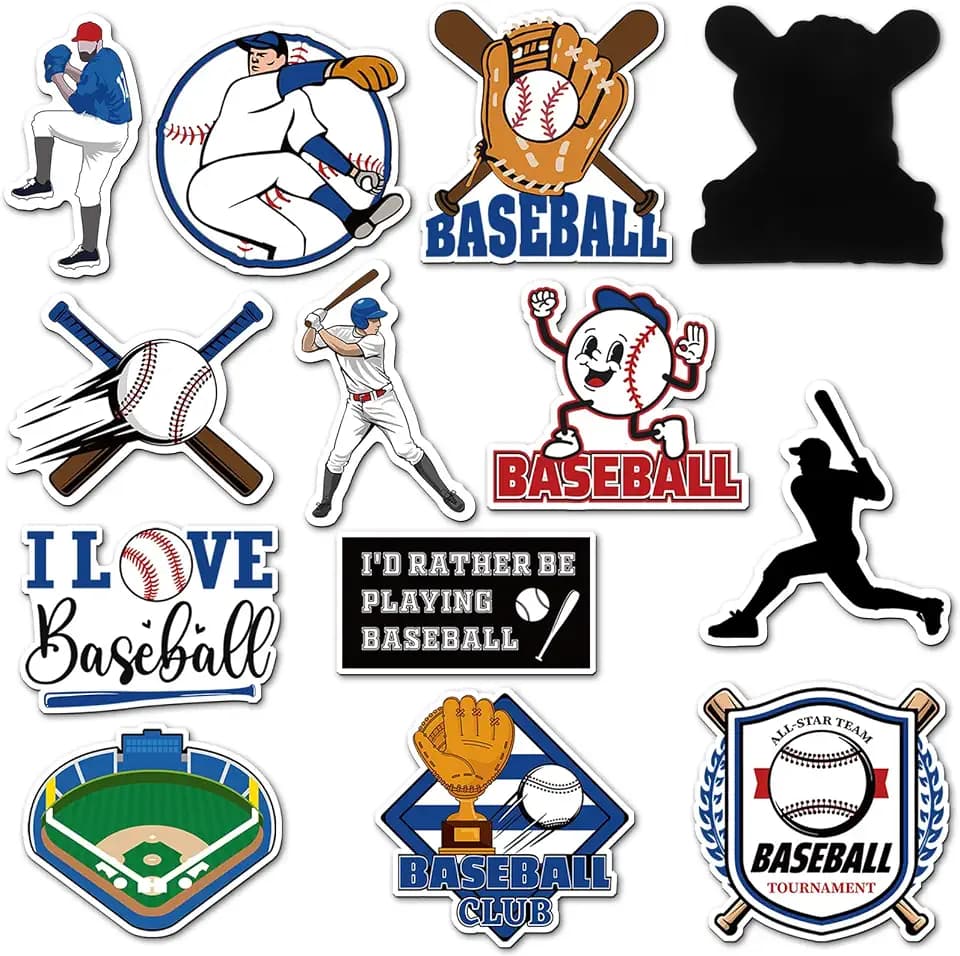 Xuhal 12 Pcs 5.5" White Baseball Sport Magnet Stickers Sports Player Refrigerator Magnetic Decorations Car Locker Fridge Magnets Bumper Sticker for Home Office Kitchen Sport Party Decorations Favors