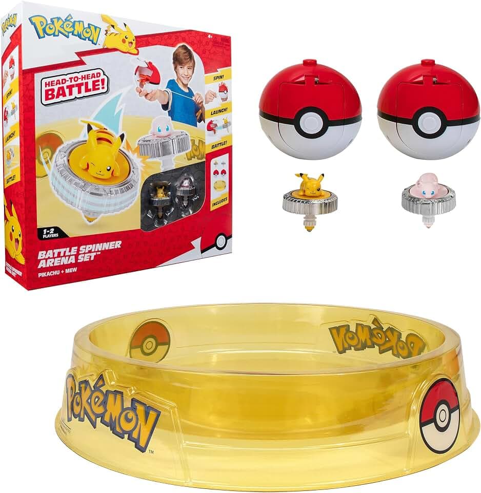 Pokémon PKW4403 - Battle Spinner - Arena mit Mew und Pikachu, offizielles Pokémon Spielset