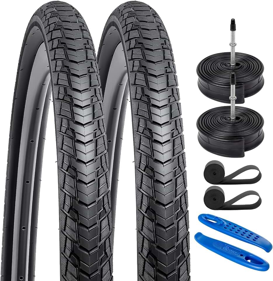 YunSCM 2Pcs Faltbar 28 Zoll Reifen 28x1.25 700x32C Mantel 32-622 Plus 2Pcs 700C Schlauch FV48mm Valve kompatibel 700C City Bikes, Rennräder 700x30C 30-622 Fahrradreifen und schlauche