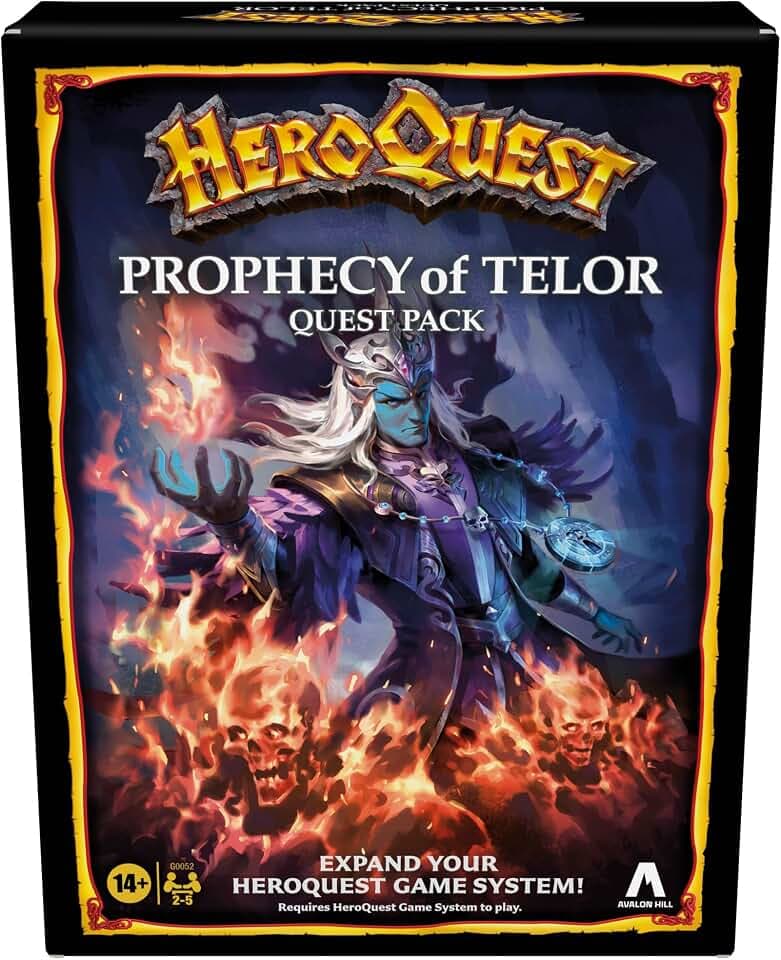 Avalon Hill HeroQuest Prophecy of Telor Quest Pack, benötigt HeroQuest-Spielsystem zum Spielen, Dungeon Crawler Spiele, ab 14 Jahren, 2-5 Spieler, Strategiespiele