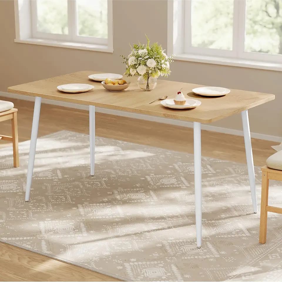 VASAGLE 55.1" Dining Table for 4-6 People, Modern Kitchen Table