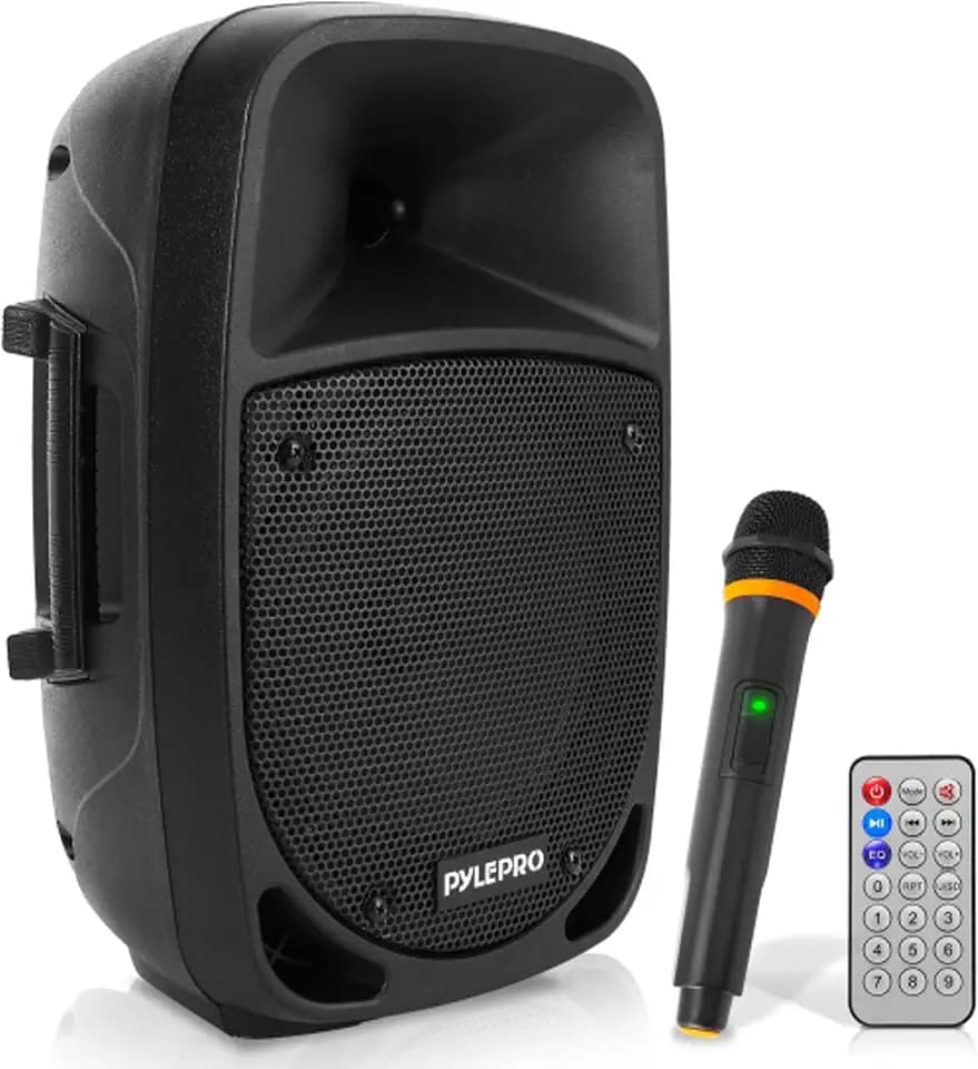 Pyle Portable 800W Karaoke PA System with Wireless Microphone, Bluetooth Streaming, Rechargeable Battery, USB/SD Recording & Powerful Sound – Compact Karaoke Speaker and PA Speaker for Home and Events