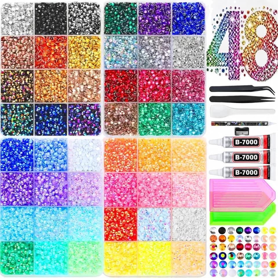Bedazzling Kit 3mm Resin Jelly Rhinestones 69000Pcs 48 Colors
