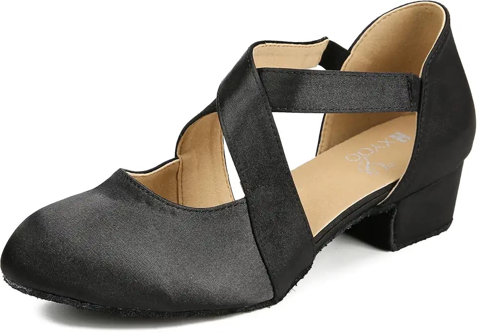 Ballroom Dance Shoes Salsa Latin Dancing Shoes Women for Social Beginner Closed Toe 1 1/2 inches Heels S14
