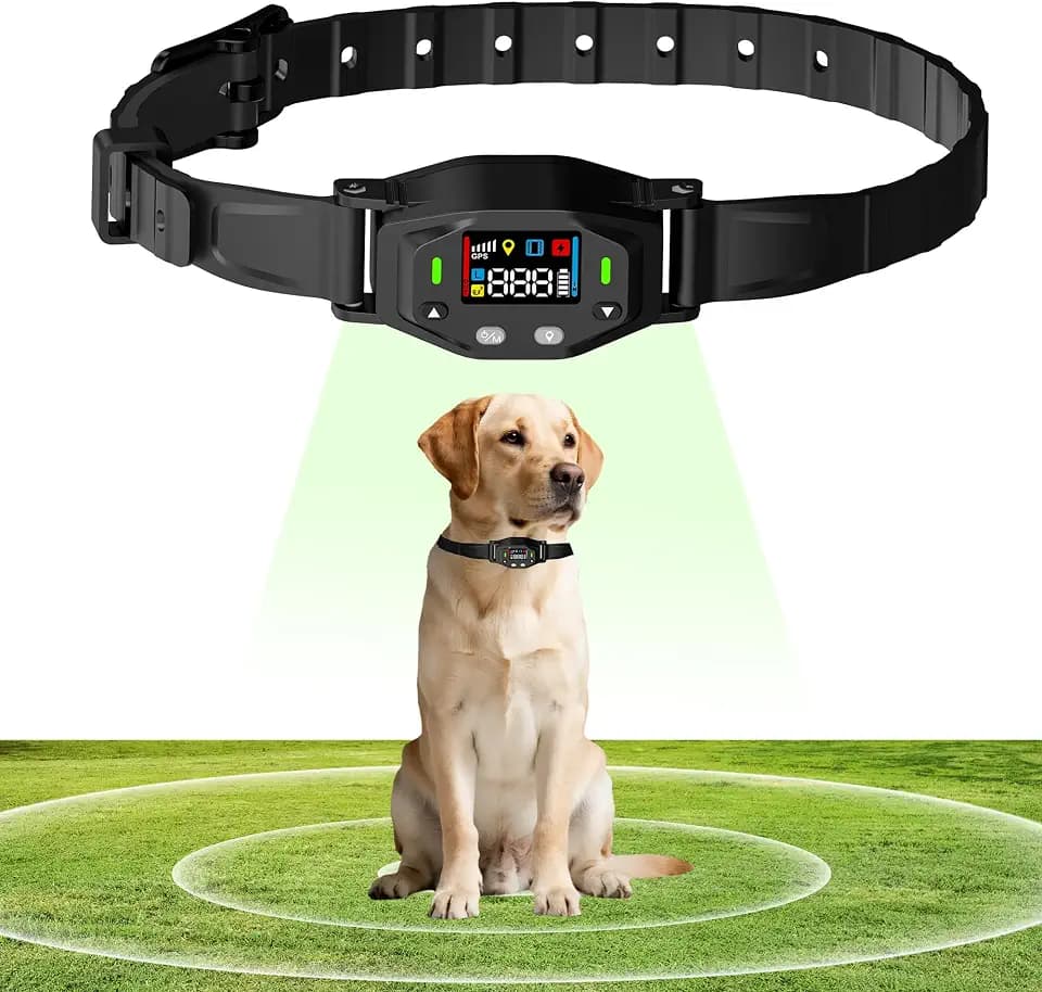 GPS Wireless Dog Collar Fence System, Electric Fence for Dogs with UBLOX Chip, 55-6000FT Range, 4-Zone Progressive Correction & 3 Modes, IPX7 Waterproof GPS Dog Collar for Outdoor Use