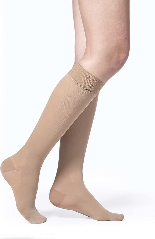 SIGVARIS Women’s Essential Opaque 860 Closed Toe Calf-High Socks w/Grip Top 20-30mmHg