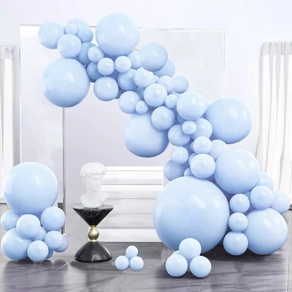 PartyWoo Baby Blue Balloons 100pcs Light Pastel Sky Aqua Blue Color