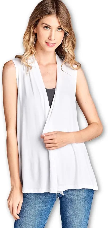Women's Sleeveless Open Front Vest, Viscose Made from Bamboo, Made in USA