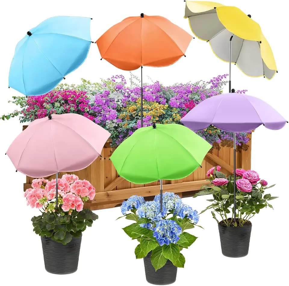 6 Pack Plant Umbrellas with 26" Large & 40" Height for Outdoor Plants