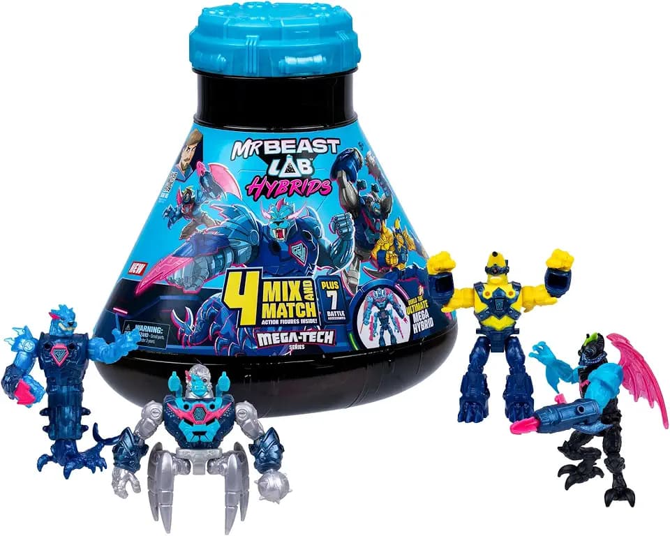 MrBeast Lab Hybrids Mega Pack, 4 Mix & Match Figures, 7 Accessories