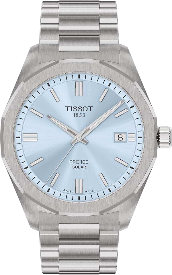 Tissot PRC 100 Solar, Swiss Solar Quartz, 39mm, Ice Blue Dial, Men’s Watch