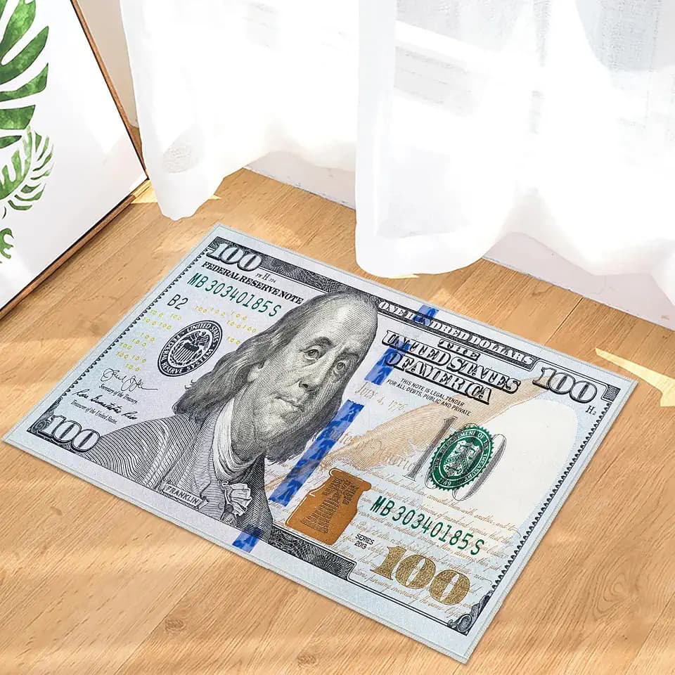 Money Rug for Bedroom 2x3 Door Mat Indoor Entrance,100 Bill USA Money Throw Rugs Small Entryway Rug,Hundred Dollar Bills Doormat Washable Non Slip Floor Carpets Mat for Kid's Room,Living Room,Laundry