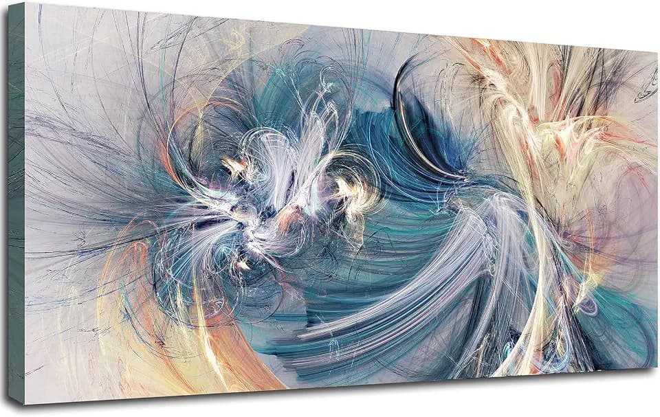 Abstract Blue and Gold Wall Art Modern Canvas Textured Artwork Decor for Living Room Bedroom Office Wall Decoration Ready to Hang 20"x40"