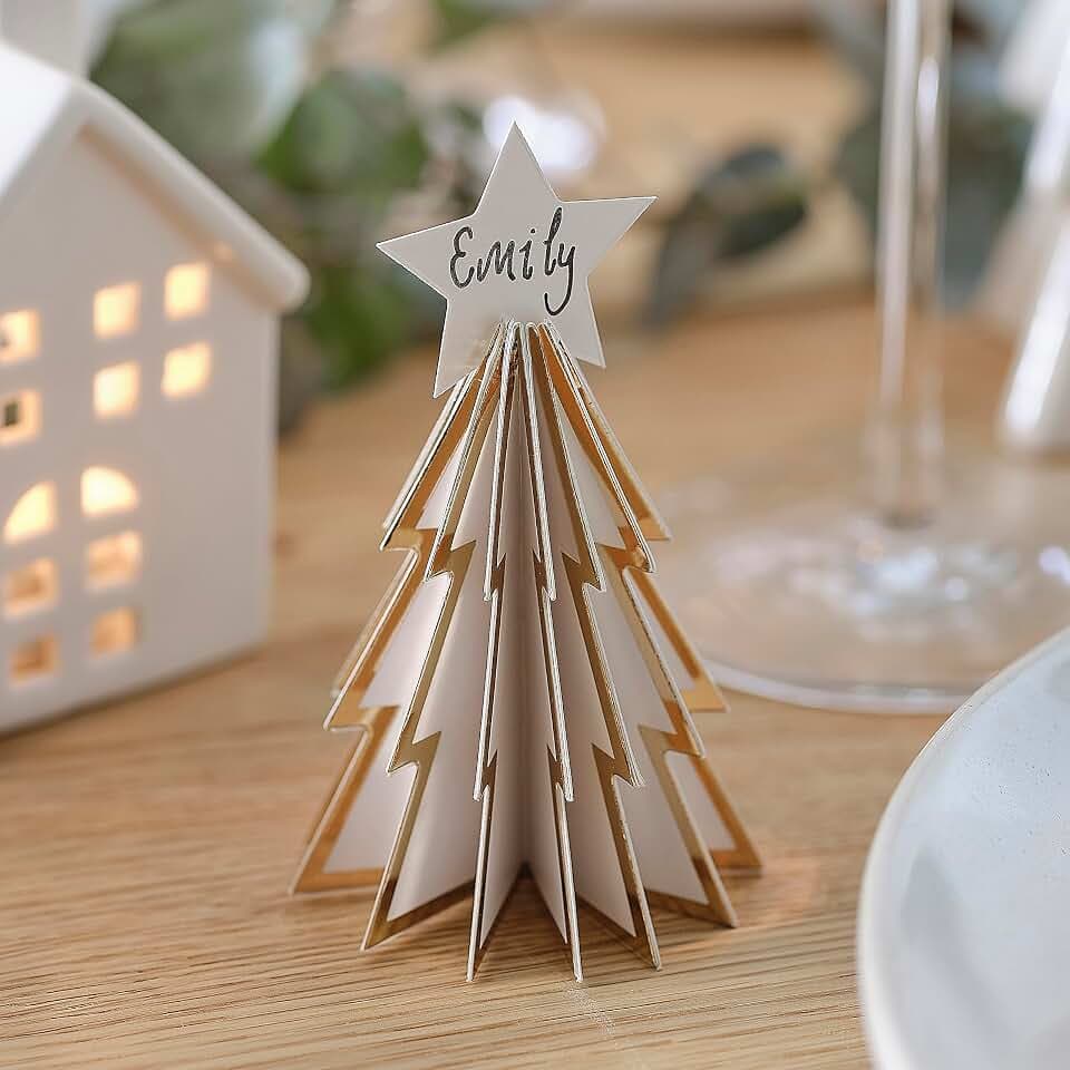 Ginger Ray Tischkarten für Weihnachtsbaum, Weiß und Gold, 6 Stück
