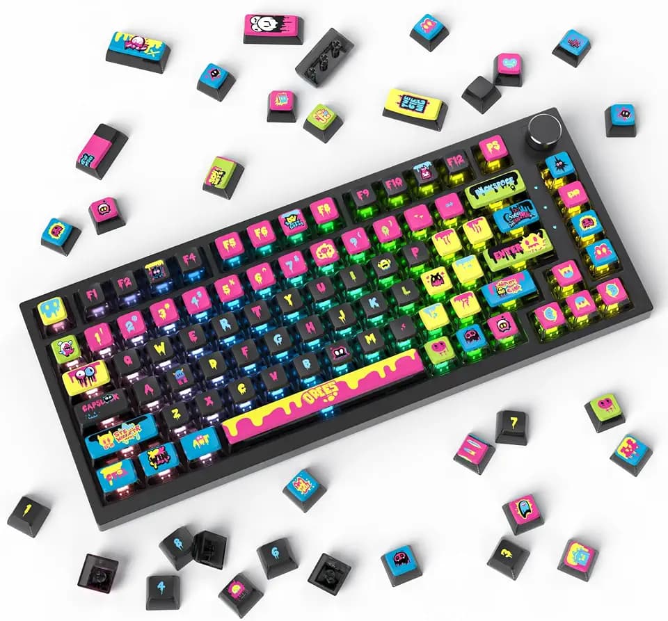Guffercty kred ASA Profile Graffiti Keycaps Translucent Jelly for Keyboard