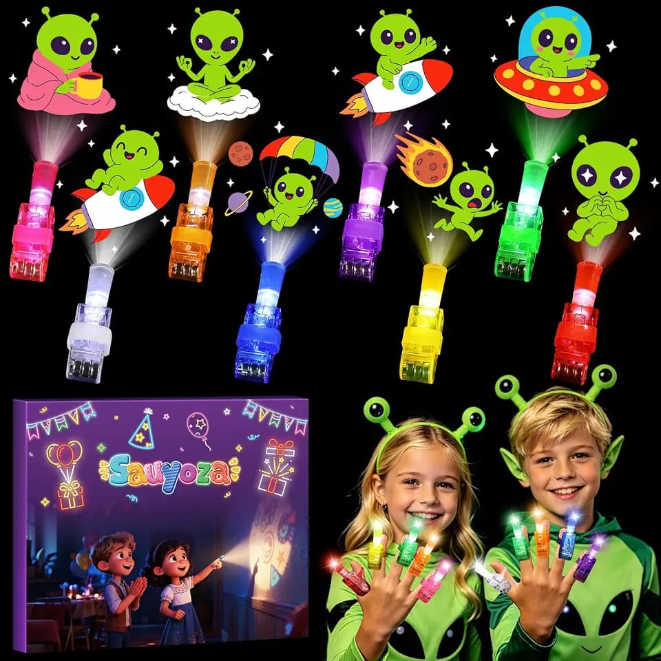 36 Pack Alien Party Favors LED Finger Lights, Glow in the Dark Outer Space Alien Party Supplies, Goodie Bag Stuffers Classroom Treasure Box Prizes, Galaxy Planet Party Gifts for Kids
