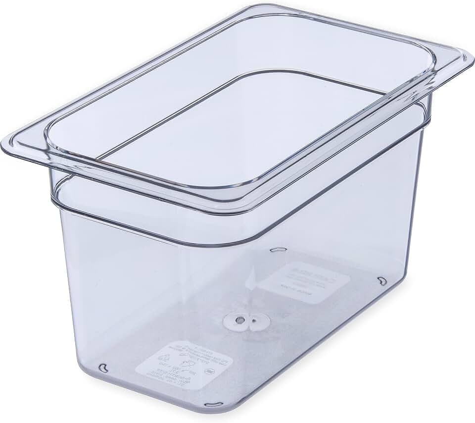 Carlisle FoodService Products StorPlus Food Storage Container 1/3 Size Food Pan for Serving and Storing Hot or Cold Food, 7.3 Qt, 6 Count, Clear