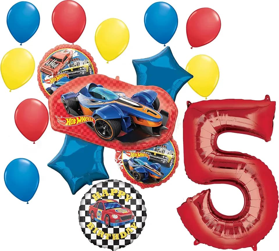 Anagram Hot Wheels Ultimate 5th Birthday Party Balloon Bouquet Decorations, BQ_4255
