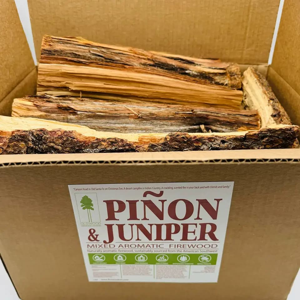 Piñon & Juniper Aromatic Firewood Box, Approximately 11 Pounds (.5 Cubic Feet), Logs Measure Between 8-14 Inches