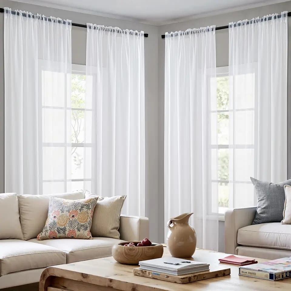 MIULEE Vorhänge Gardinen, Stangendurchzug Weiß, 4er Set 175x140cm aus Voile