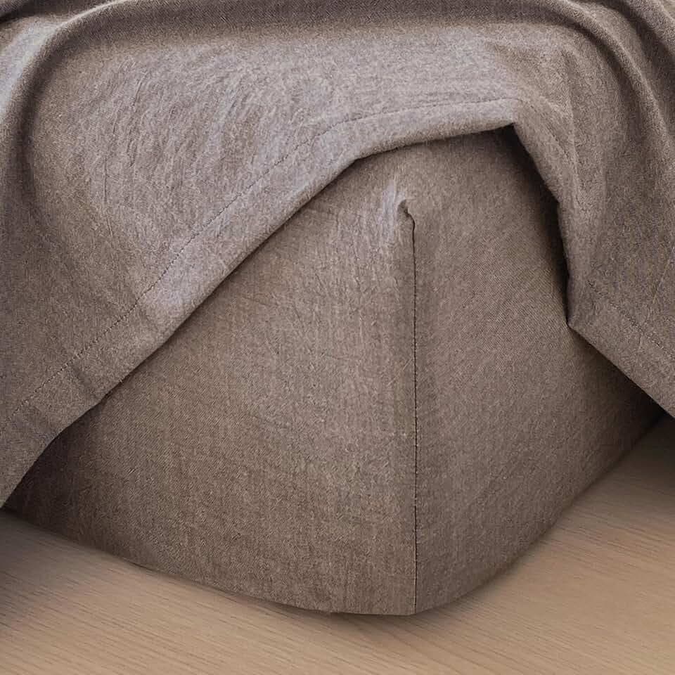 MOOMEE Fitted Sheet Only Washed Cotton Linen-Like Extra Deep Pocket Queen