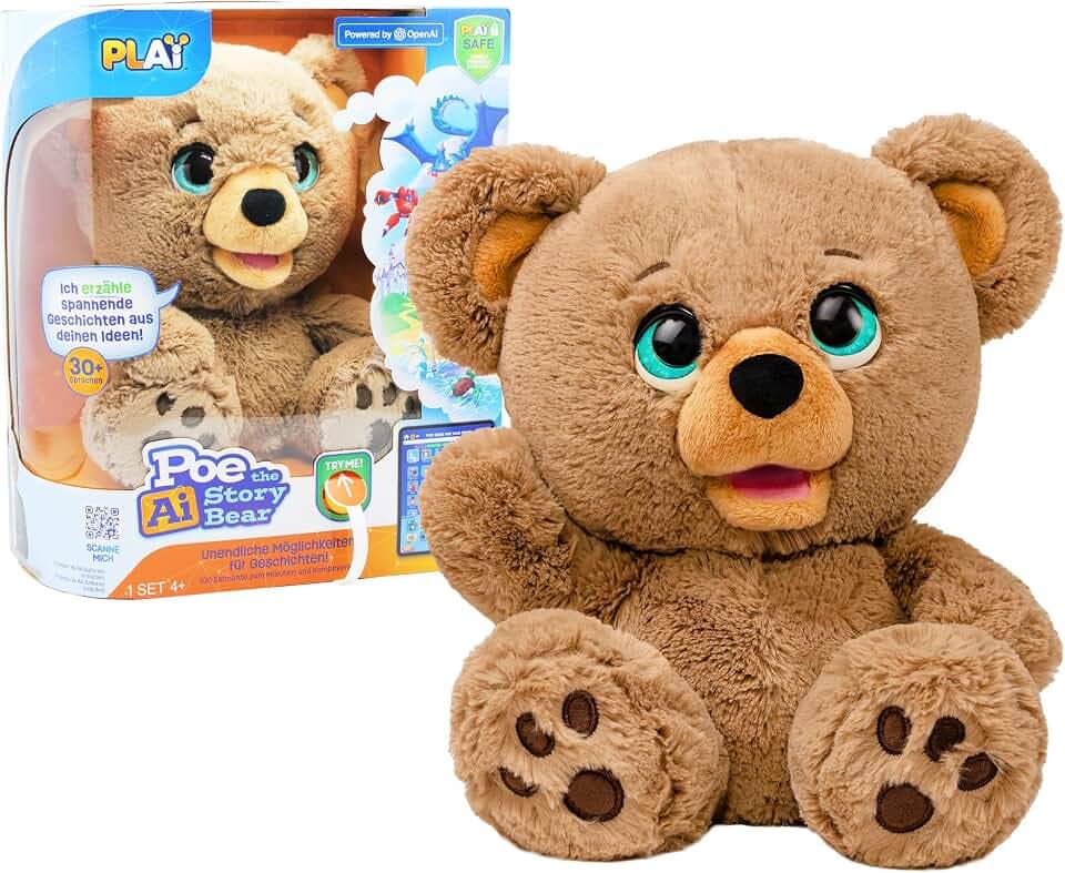 Joy Toy - Poe The AI Story Bear - Poe der Bär mit ChatGPT KI-Technologie, Braun