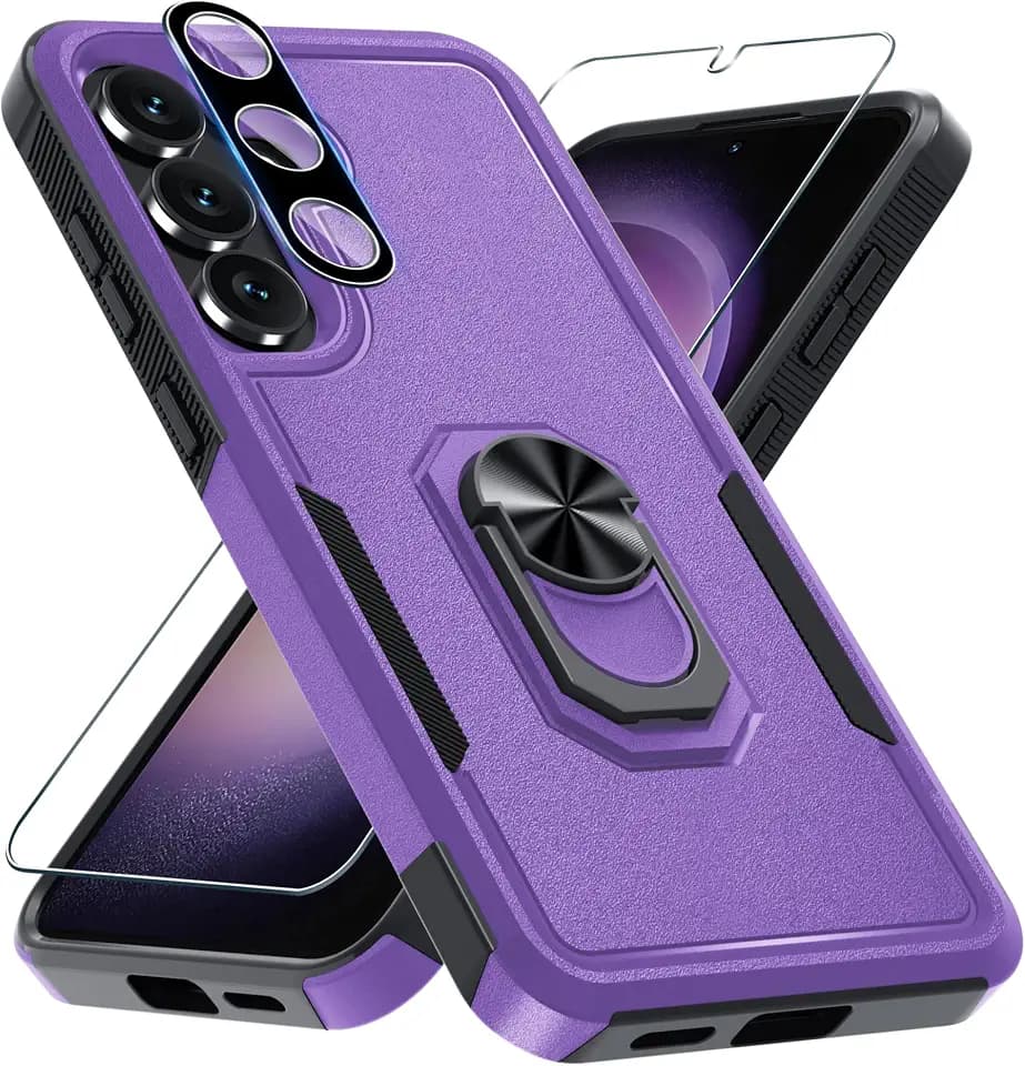 Designed for Samsung Galaxy S25 FE Case Built in Metal Ring Holder