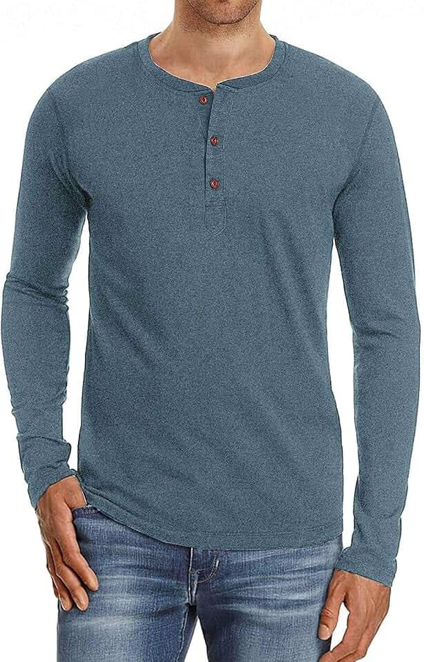 Sailwind Henley Herren-T-Shirt, langärmelig, Baumwolle, Freizeithemd