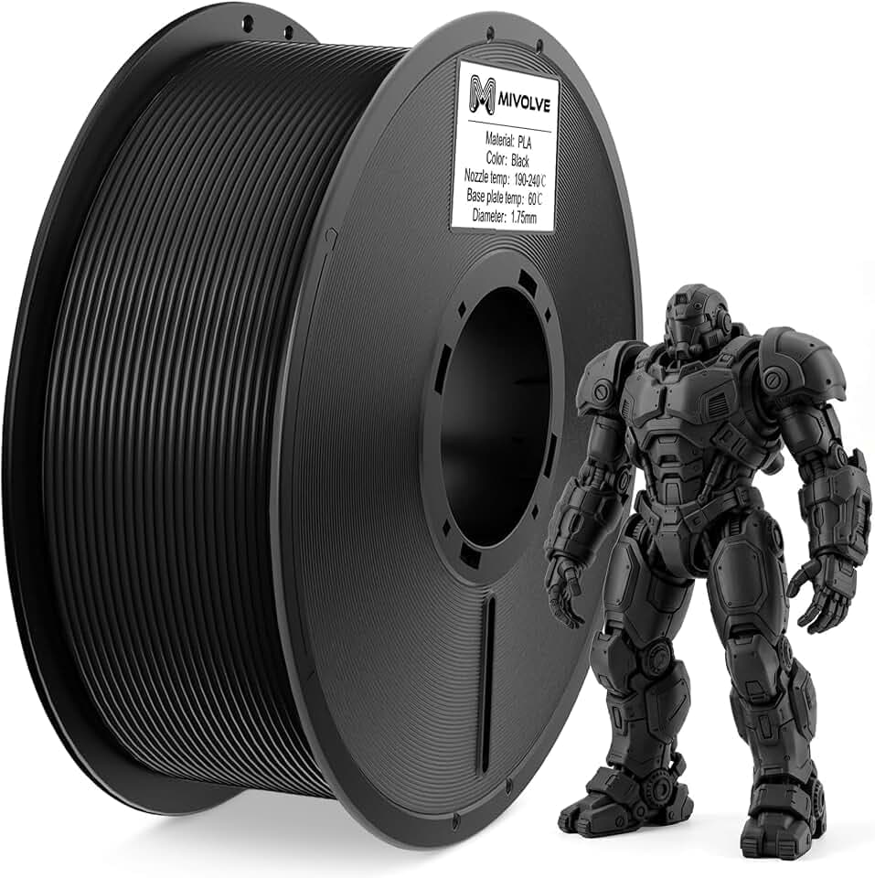 PLA+ Filament 1.75 mm - Hohe Präzision, Hohe Geschwindigkeit, 3D Drucker Filament - 1KG 3D Drucken Filament Spule, Geeignet Für Die Meisten FDM 3D Drucker (Schwarz, 1 kg)