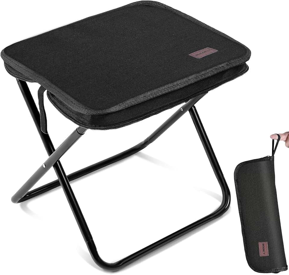 MOONCY Klapphocker Faltbar, 33×26,5×32cm Tragbarer Campinghocker Klappbar, Hält bis zu 120kg, Leichter Angelhocker für Wandern, Angeln und Draussen