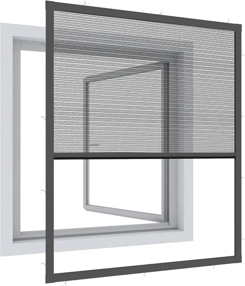 Windhager Insektenschutz | Expert Plissee-Fenster 100 x 120 cm | Insektenschutz-Rollo mit Rahmen, Fliegengitter ohne bohren | stabiler Aluminiumrahmen ultra flach | Selbstbausatz | anthrazit