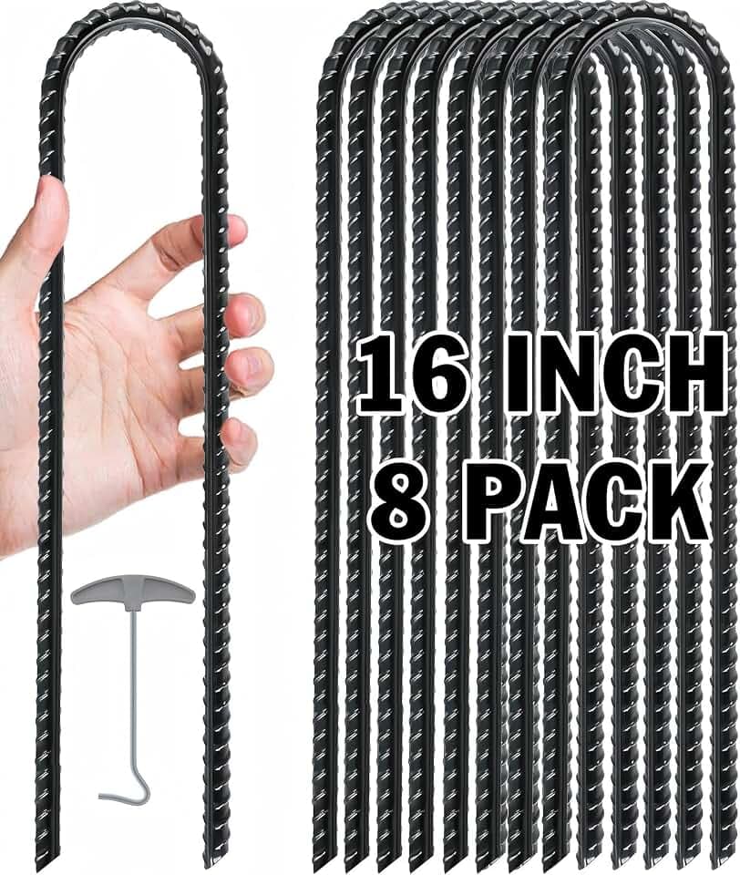 Gtongoko Trampoline Stakes, 8mm U-Shaped Rebar Ground Anchors