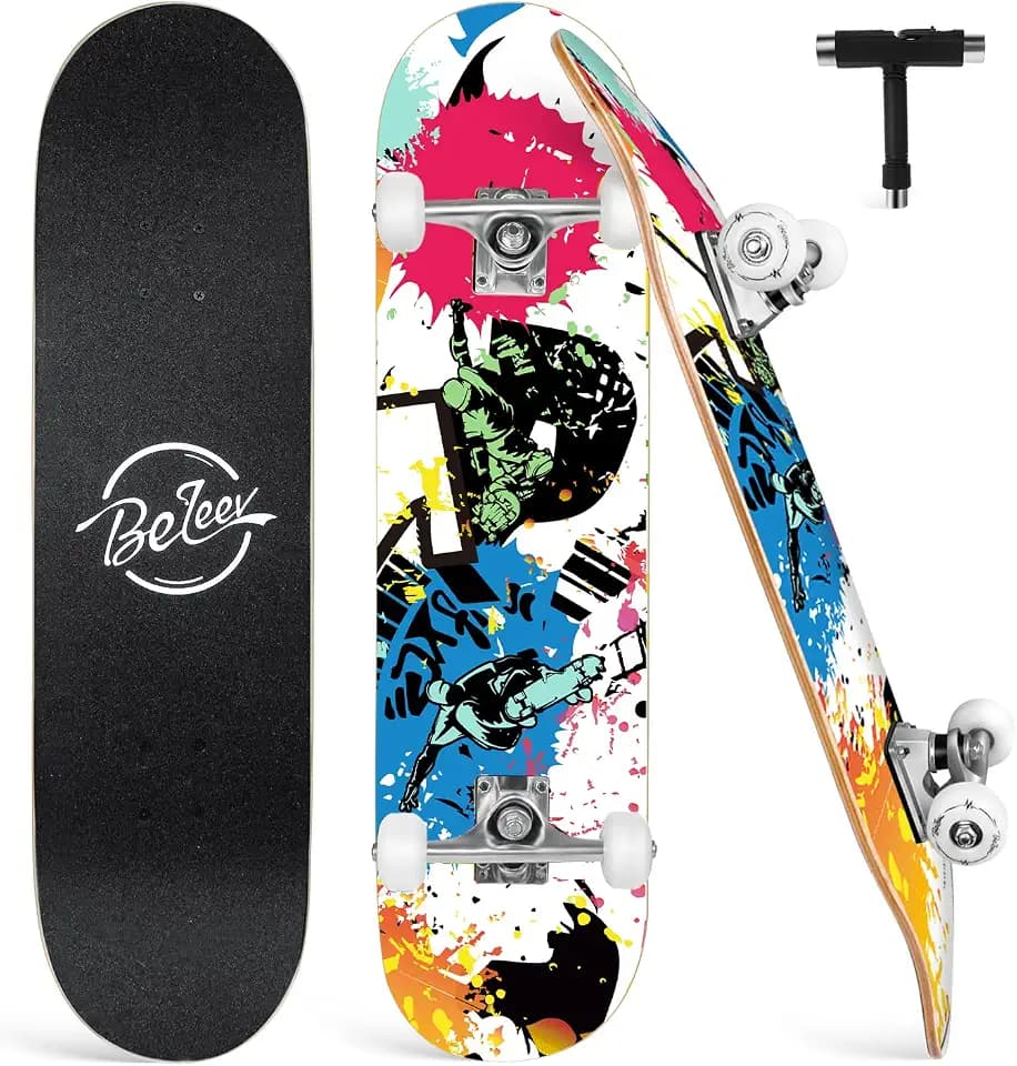 BELEEV Skateboard 31x8 Zoll Komplette Cruiser Skateboard für Kinder