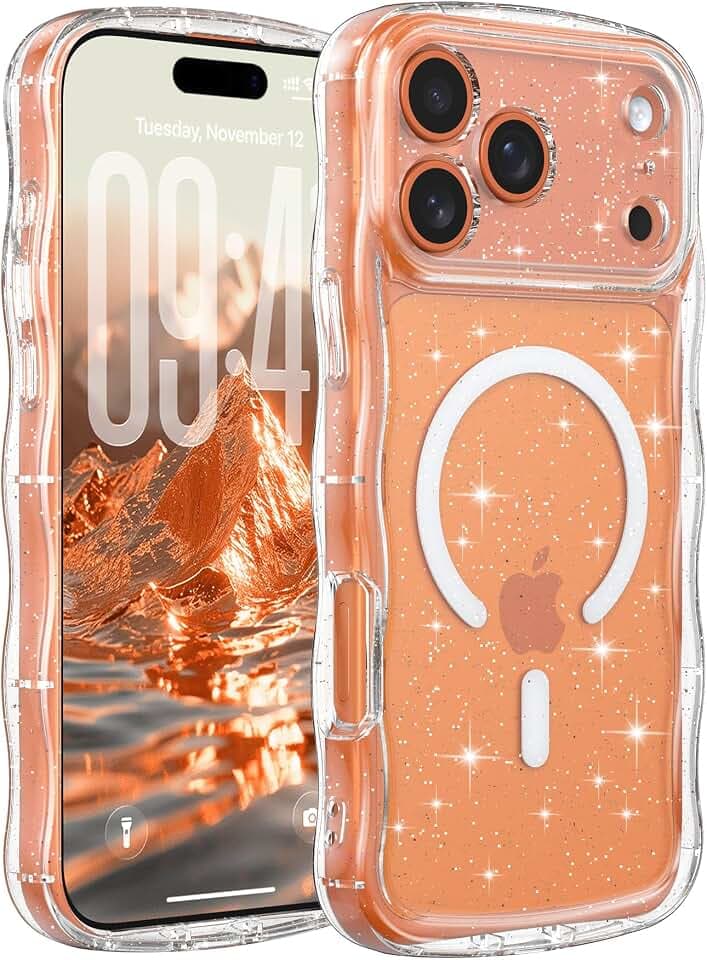 FABSPARK Glitter Case for iPhone 17 Pro Max,Fit for MagSafe,Clear