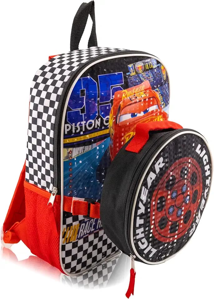 Disney Pixar Lightning McQueen Backpack with Lunch Box Set for Kids