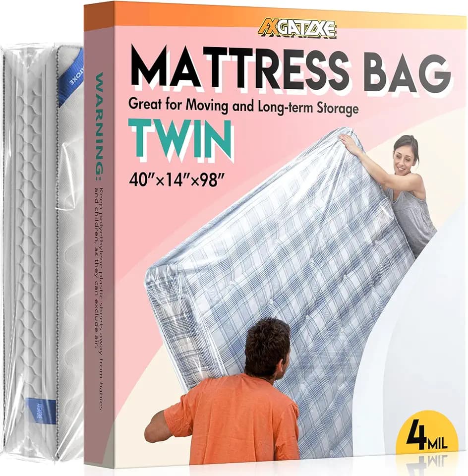 Axgatoxe Plastic Mattress Bag for Moving Storage, Twin Size (4MIL)