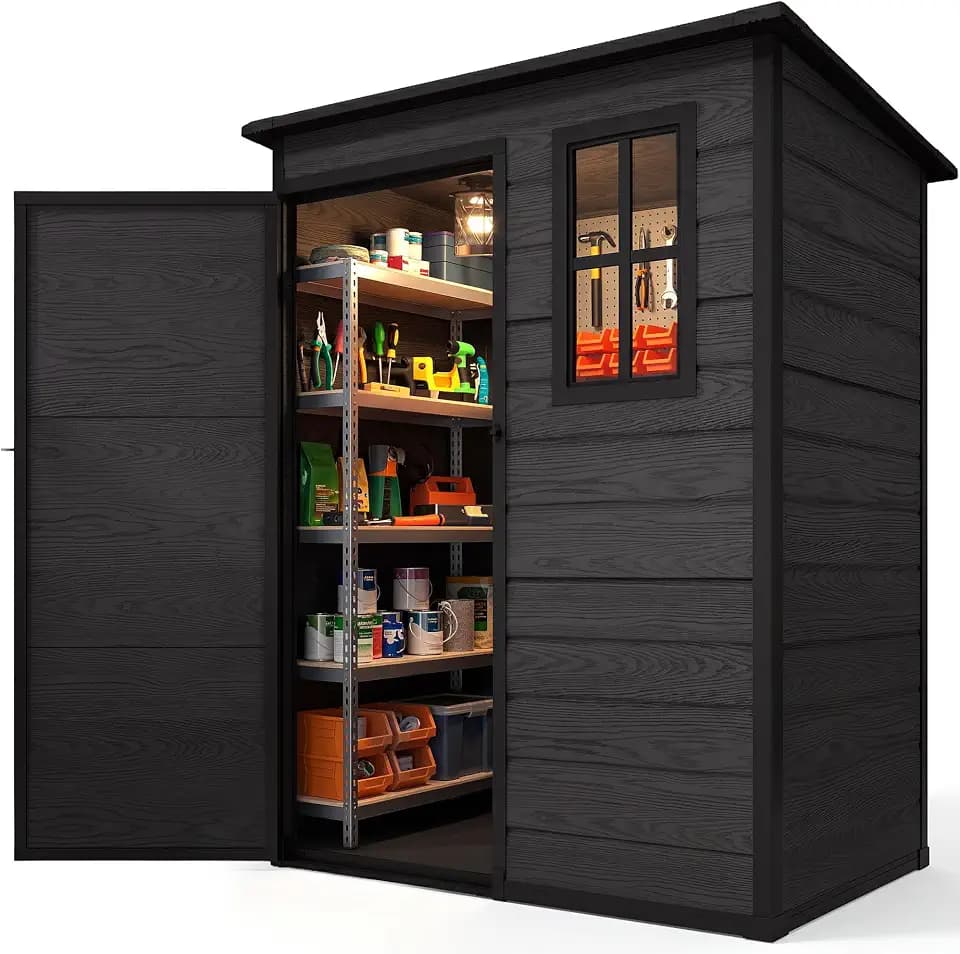 DWVO 5x3 FT Outdoor Storage Shed with Reinforced Floor & Window