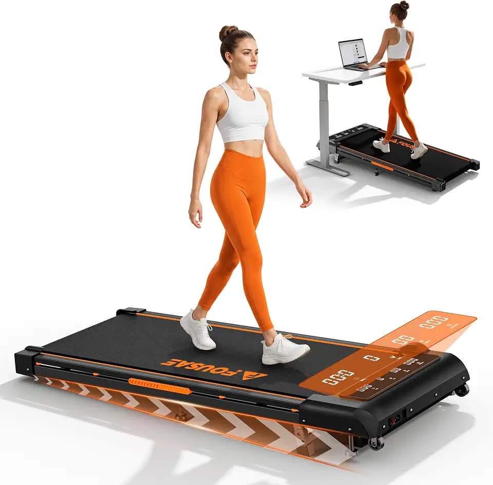 Walking Pad, FOUSAE 6.2MPH Under Desk Walking Pad with 10% Incline, Treadmills for Home with Double Frame, 2.75HP Brushless Drive Treadmill, 12 HIIT Programs, Remote Control, 350LBS Capacity