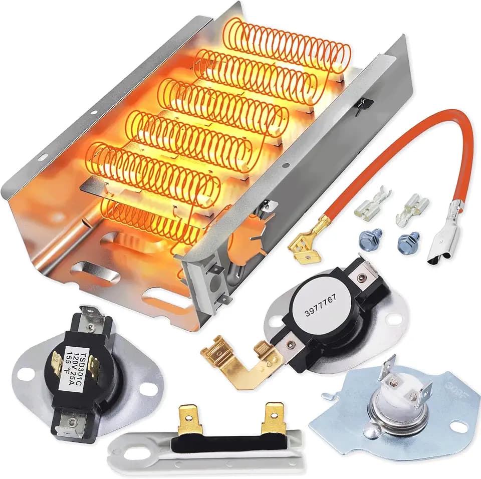 Dryer Heating Element Kit for Whirlpool WED4815EW1 WED5000DW2 WED6200SW1 WED5300VW0 WED5100VQ1 WED4800BQ1 WED5300SQ0 WED4800XQ1 WED4800XQ0 WED49STBW1 WED4950HW0 WED4850HW0 WED4900XW0 WED4616FW0