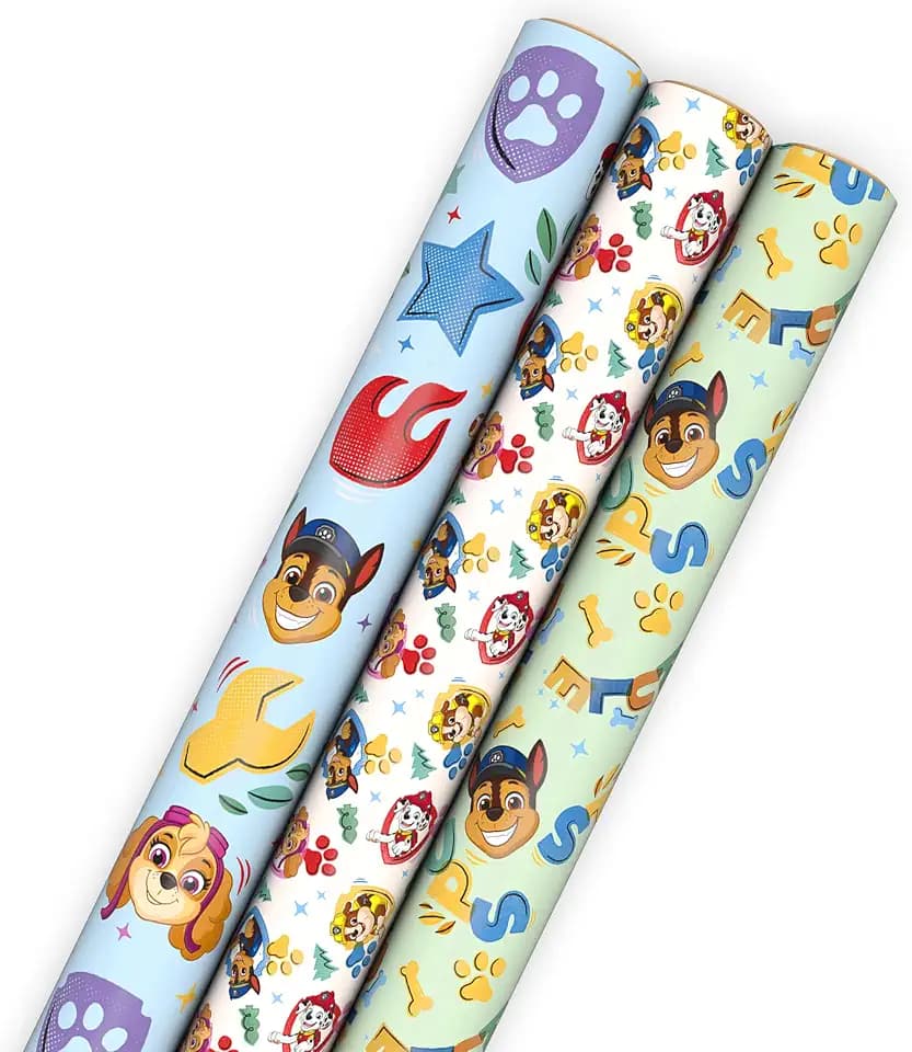 Hallmark Paw Patrol Wrapping Paper Rolls, 3 Rolls (Chase, Marshall, Rubble)
