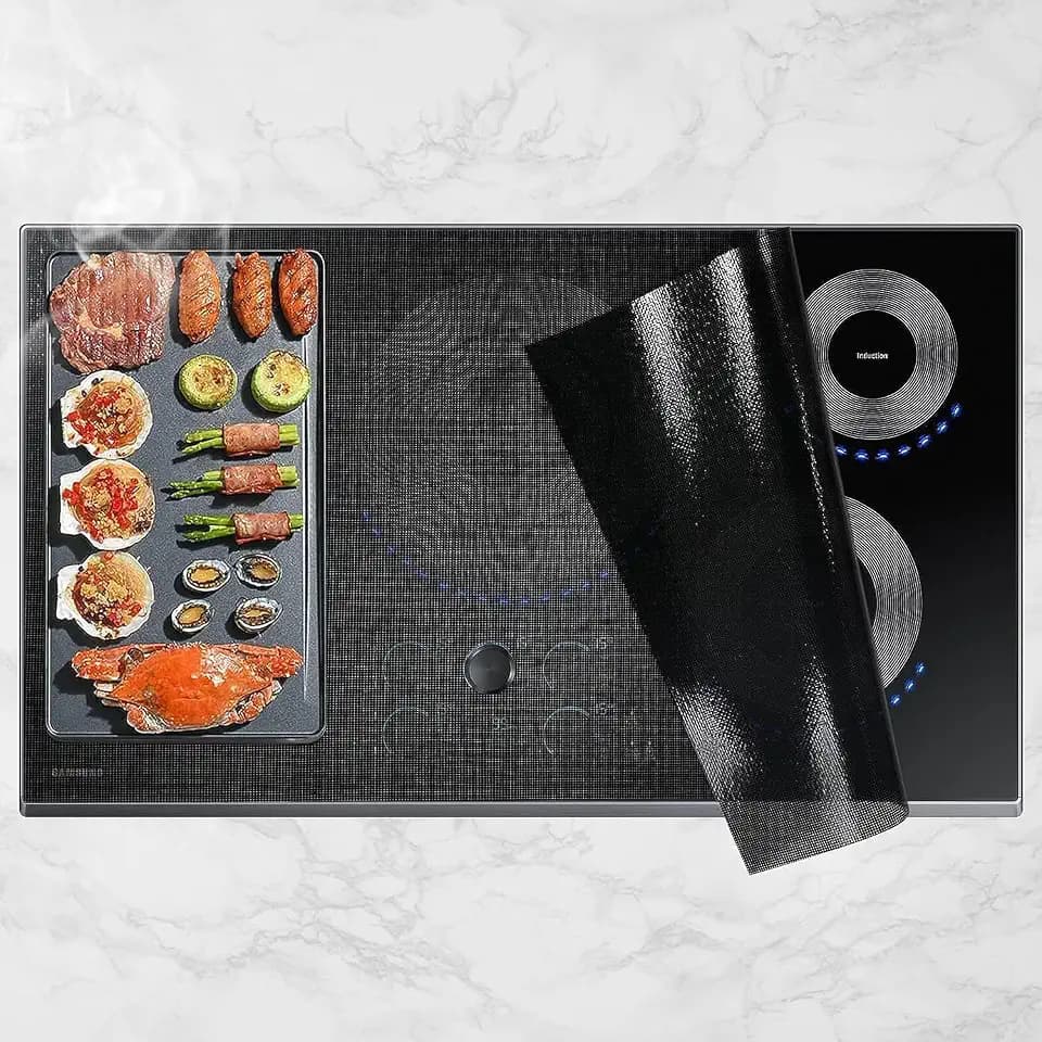 KitchenRaku Large Translucent Induction Cooktop Protector Mat, 20.4 x 30.7 inch, Magnetic, Electric Stove Burner Covers, Antiscratch, Glass Top Stove Cover