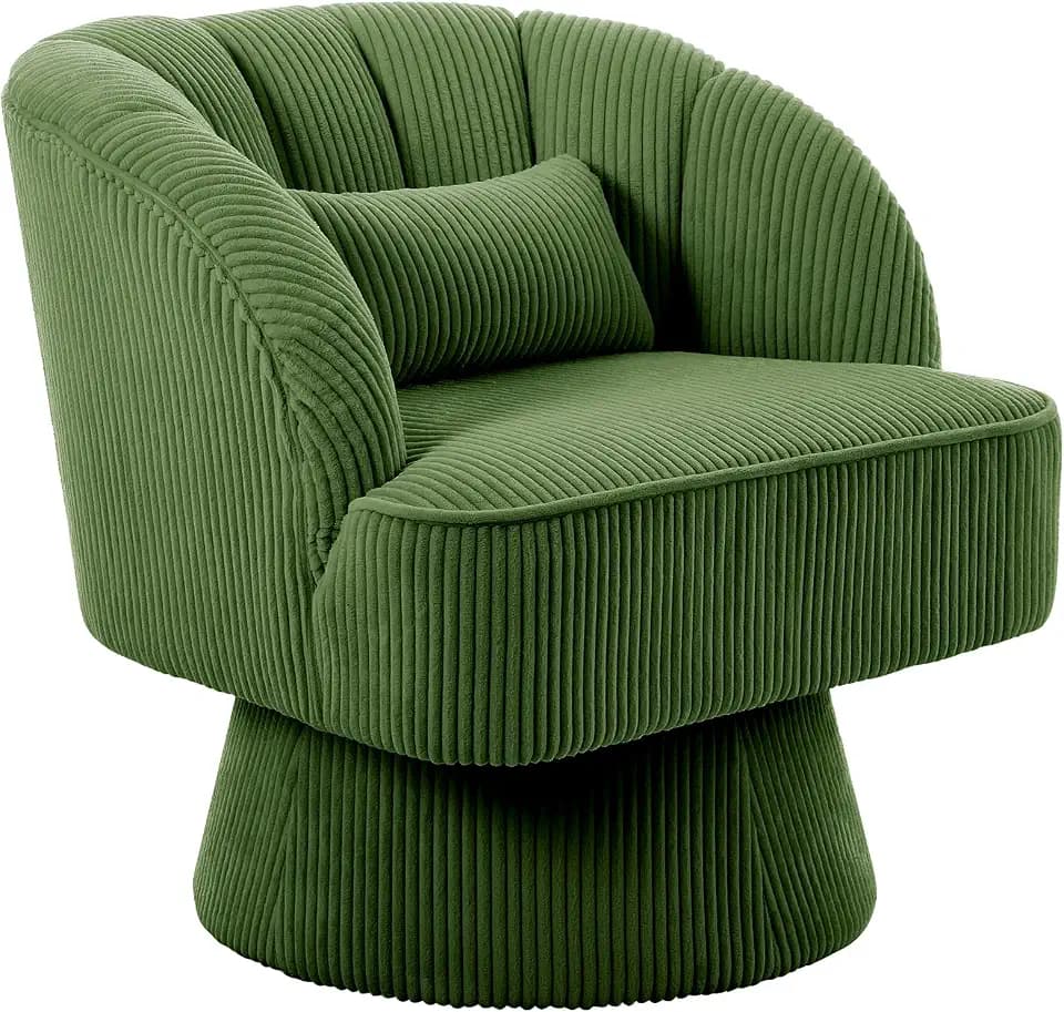 IDEALHOUSE Swivel Accent Chair with Armrests, 360° Mid Century Modern Swivel Barrel Chair, Modern Cozy Velvet Armchair for Living Room, Bedroom, Small Space, Orange