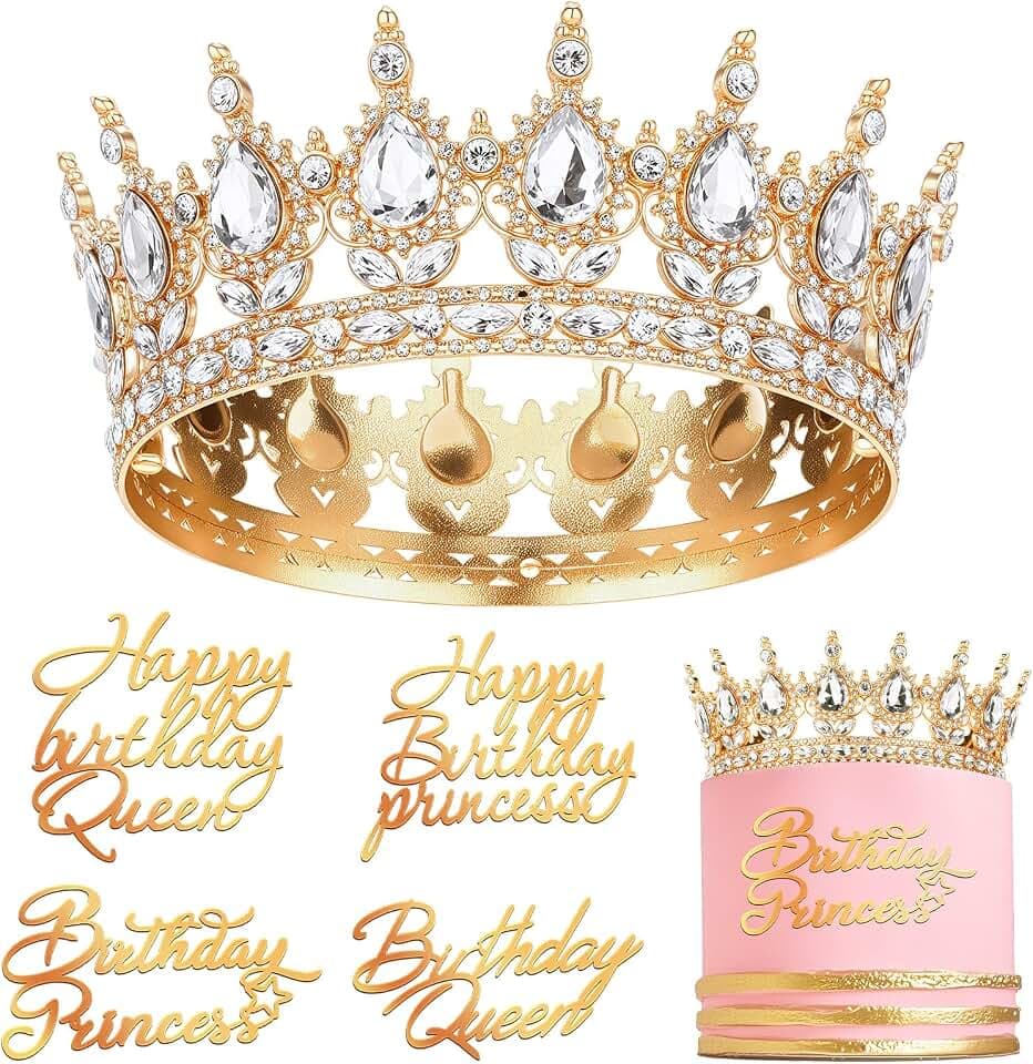 Damen Krone Geburtstag Krone für Torte mit 4 Happy Birthday Tortendeko