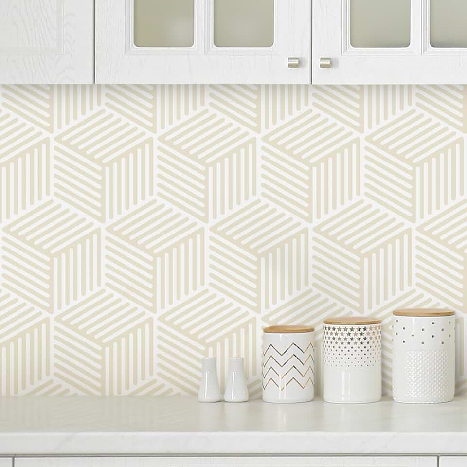 Rugreat Modern Hexagon Wallpaper Peel and Stick Geometric 17.3''×197''