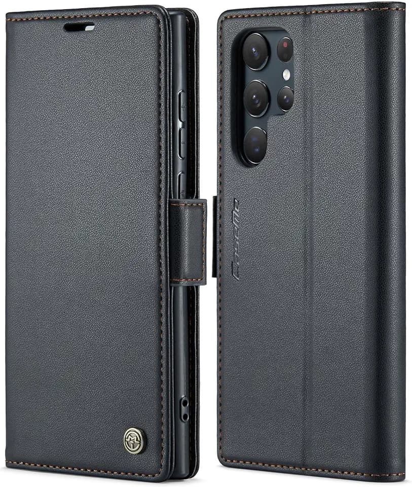 SINIANL for Samsung Galaxy S22 Ultra Wallet Case with RFID Blocking, Black