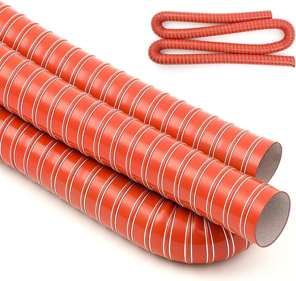 Pangda 2.5" x 10ft Air Duct Hose Cooling Air Ducting, Silicone Flexible Brake Induction Intake Pipe High Heat Brake Exhaust Hose for Dryer System (Red)