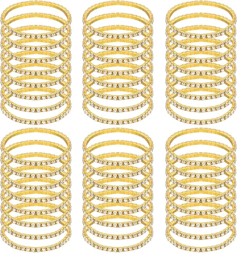 Kajaia 24/48 Pcs Bulk Rhinestone Bracelets for Women